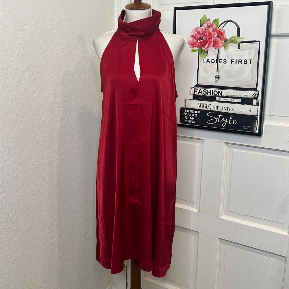NWT Banana Republic Red Satin Mini Dress Size S - Picture 3 of 11